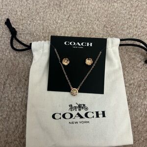 Coach Gold Necklace and Earring Set